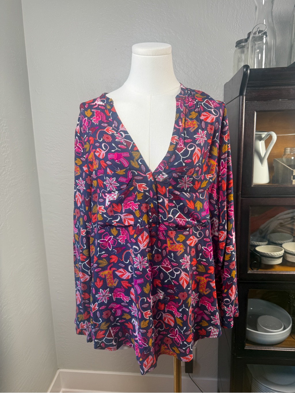 Maeve Anthropologie Floral Boho Print V-Neck Peplum Blouse Size 12